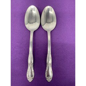 Oneida LTD WMA Rogers Stainless Fenway Pattern 2 Serving Spoons 8 inch